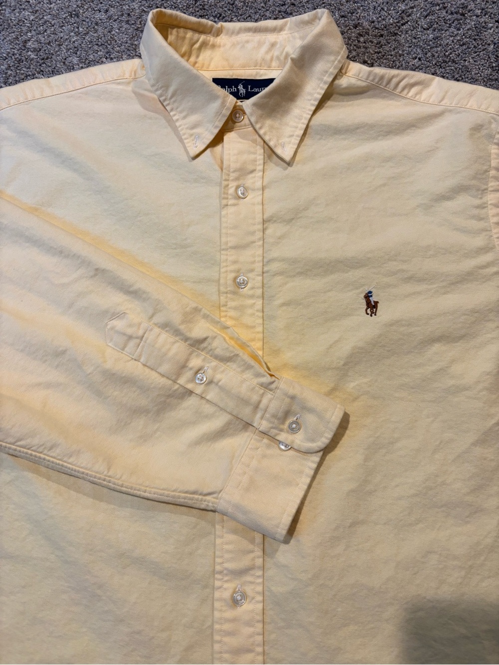 Ralph Lauren Classic Fit Yellow Cotton Button-Down Oxford Shirt 18 34/35